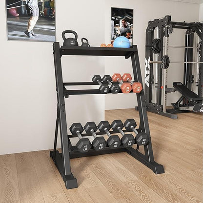 3-Tier Adjustable Dumbbell Rack Stand - 700LB Capacity Heavy-Duty Weight Storage for Home Gym (Rack Only)