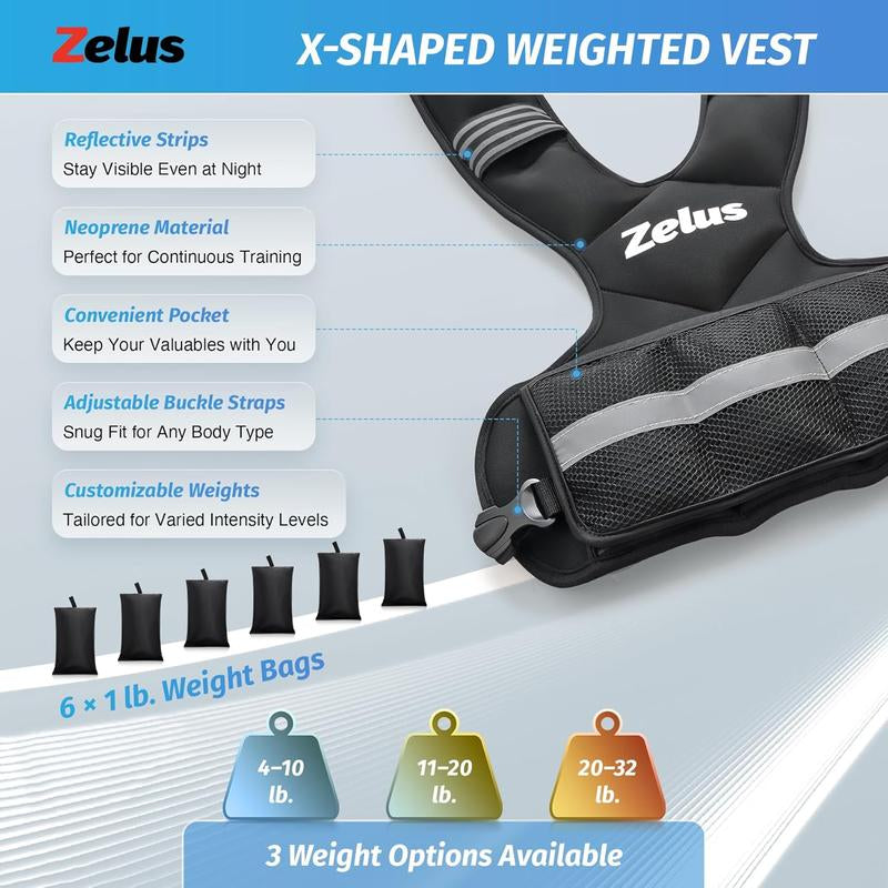 Labor Day Sale: Zelus Adjustable Weighted Vest (4-32 lbs) for Enhanced Workouts, Running, and Body Weight Training – Perfect for Fitness Enthusiasts and a Great Gift Idea!