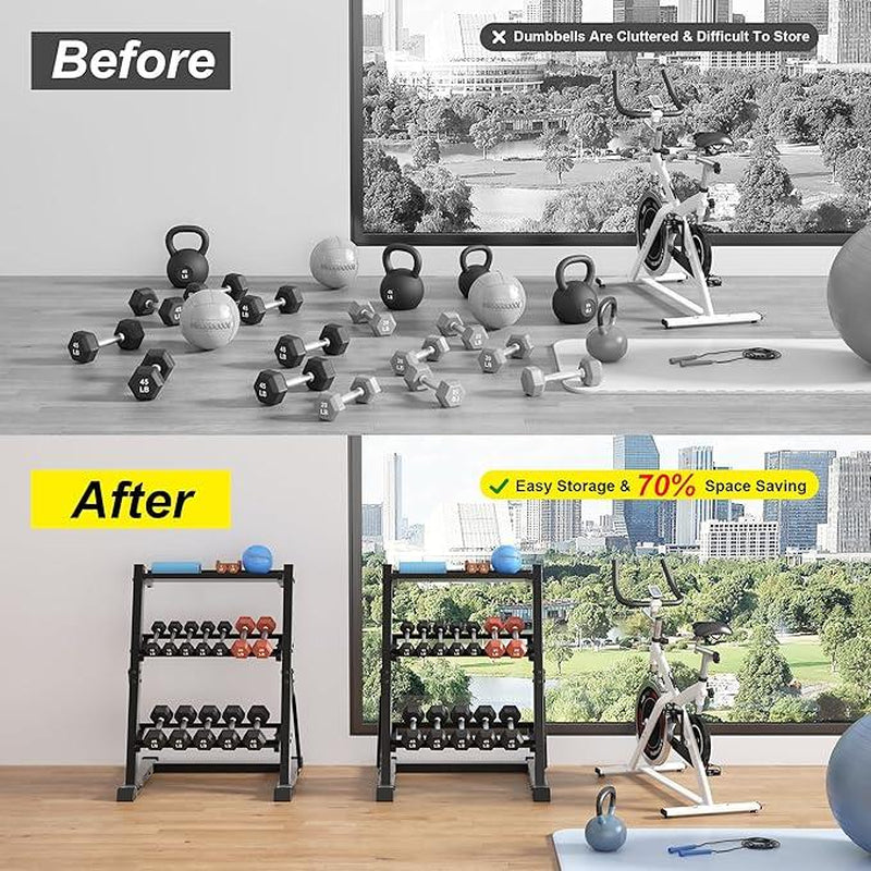 3-Tier Adjustable Dumbbell Rack Stand - 700LB Capacity Heavy-Duty Weight Storage for Home Gym (Rack Only)