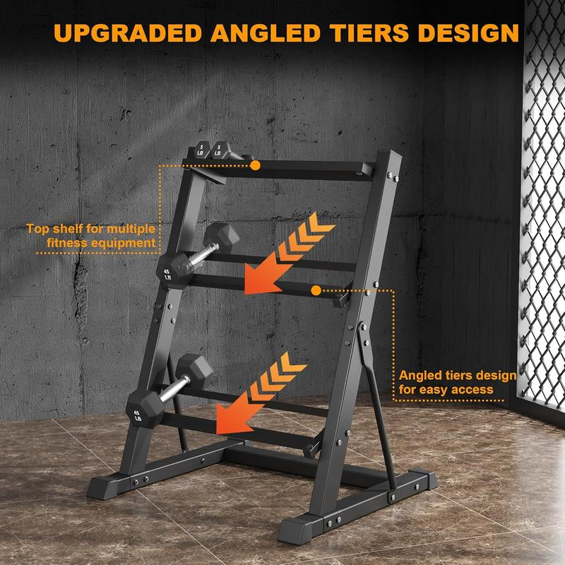 3-Tier Adjustable Dumbbell Rack Stand - 700LB Capacity Heavy-Duty Weight Storage for Home Gym (Rack Only)